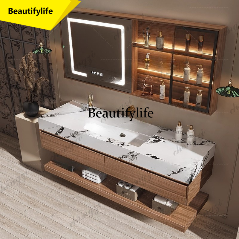Home Bathroom Vanity Combo - M02 Toilet Houten badkamerkast Opbergaccessoires Spiegel