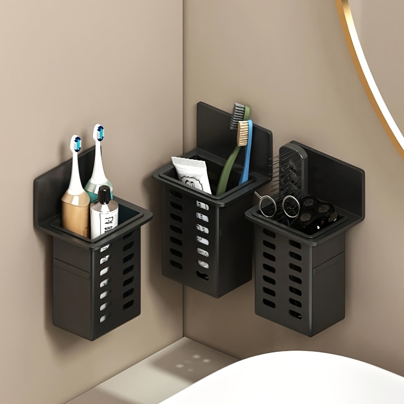 Home Essentials Bathroom Rack - 1/2-delige set van plastic wandgemonteerde tandenborstelhouders