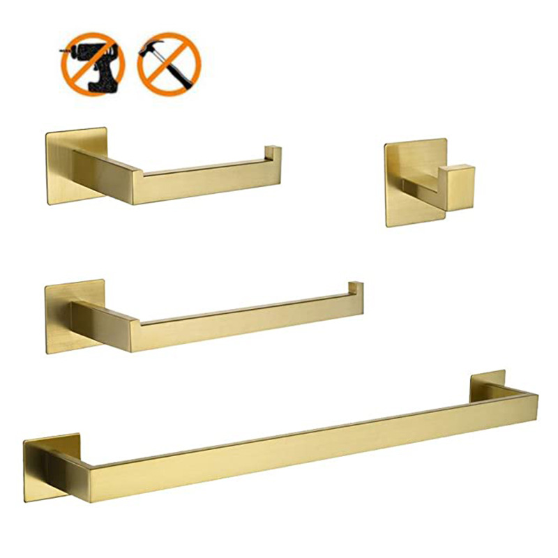 Home Bathroom Towels - 304 roestvrijstalen 4-delige gouden badkameraccessoireset inclusief