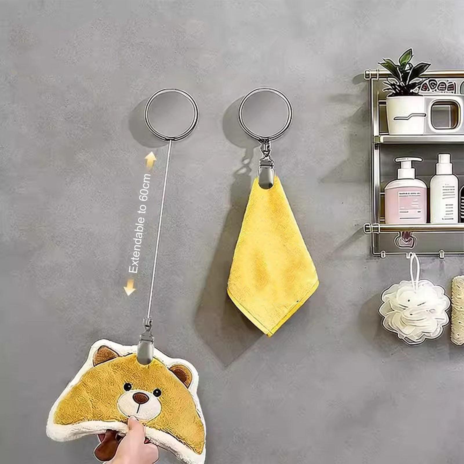 Home Bathroom Towels - 1 Stuks Zelfklevende Automatische Intrekbare Handdoekenrek