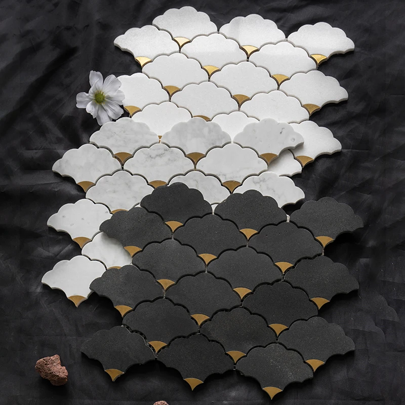 Home Bathroom Tiles Design - Natuursteen waterstraal marmeren mozaïek muur 7