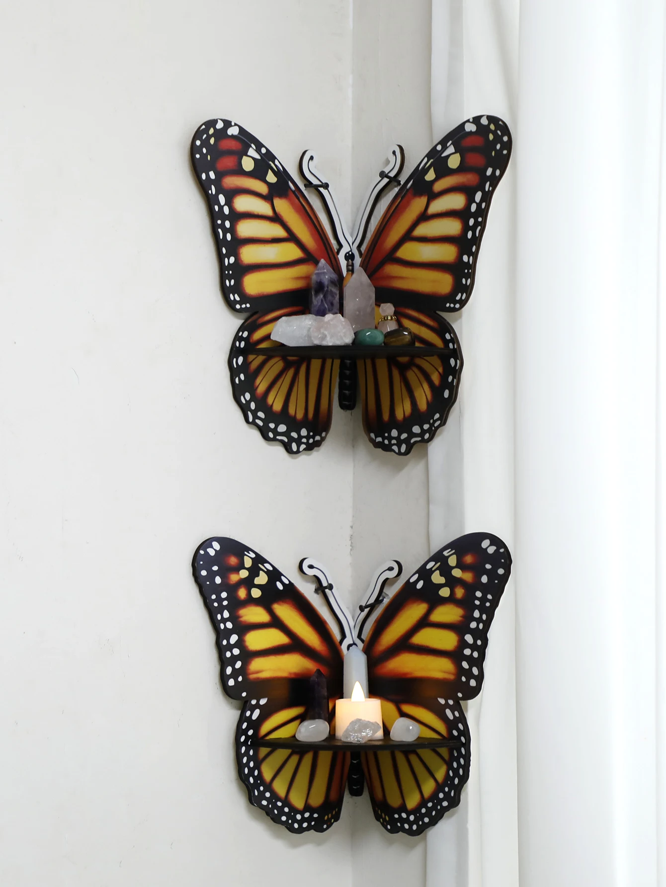 Drie kleuren vlinder kristalle - Home Essentials Bathroom Rack recensie en prijs
