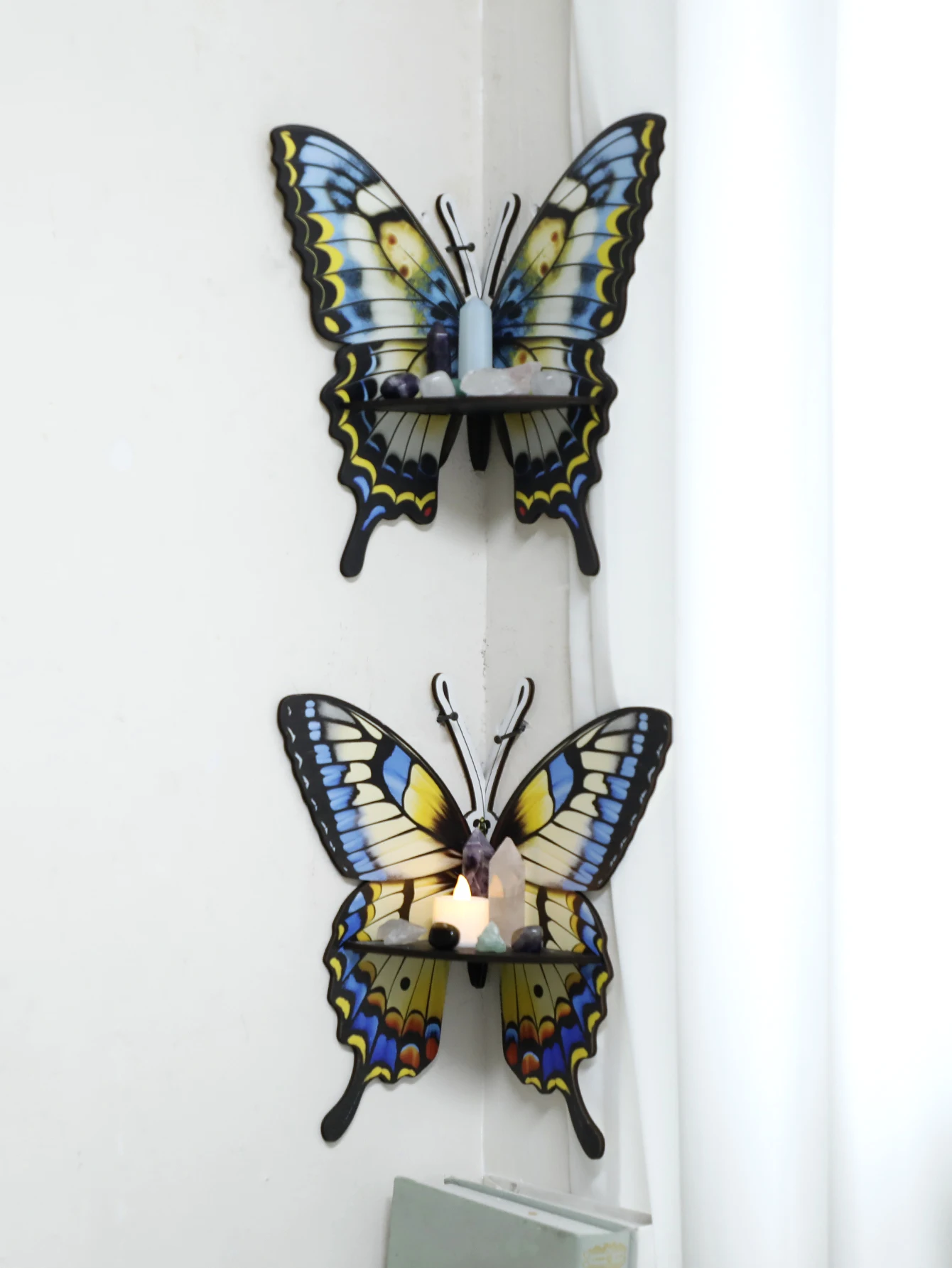 Drie kleuren vlinder kristalle - Home Essentials Bathroom Rack recensie en prijs
