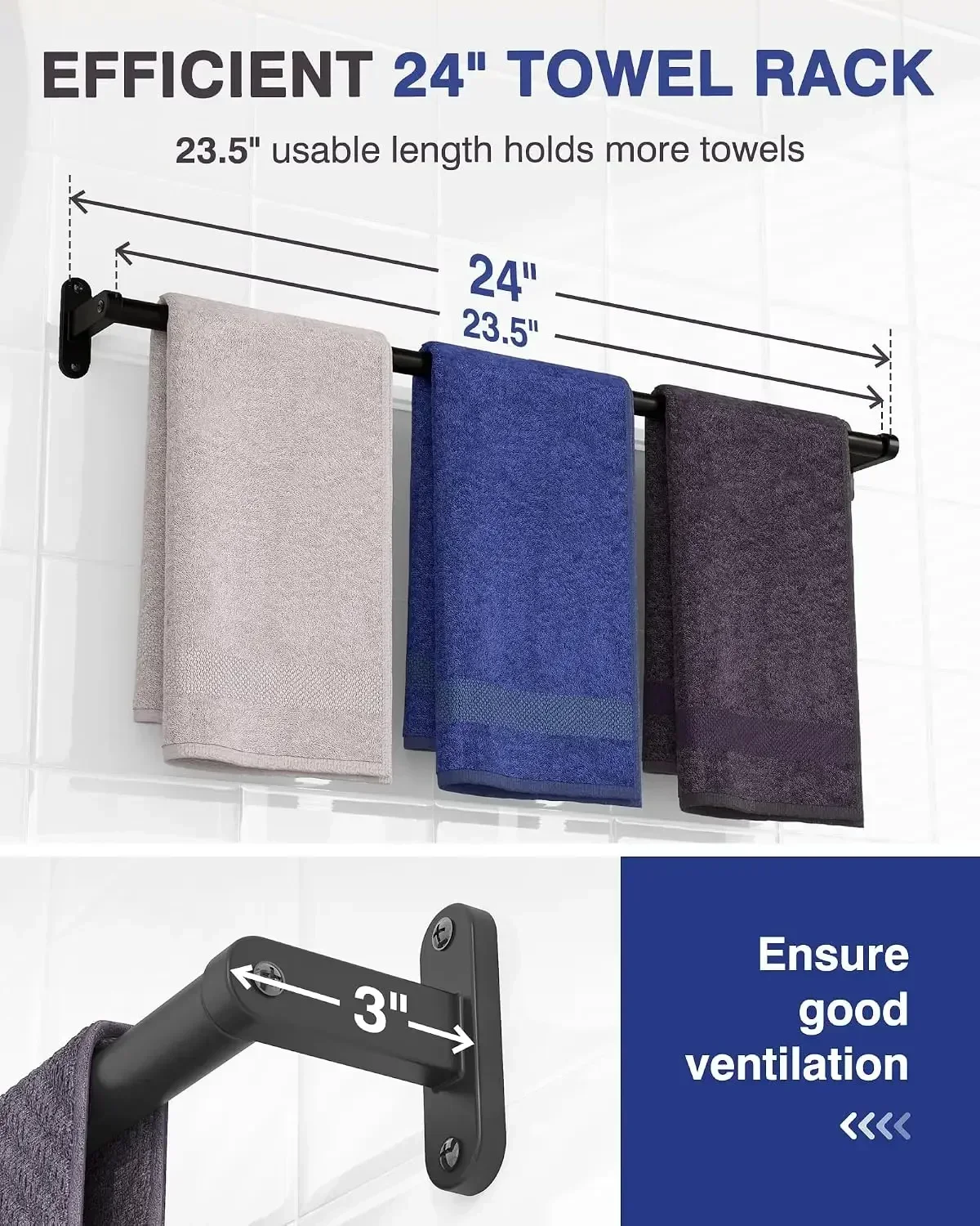 Matzwart handdoekenrek voor de - Home Essentials Bathroom Rack recensie en prijs