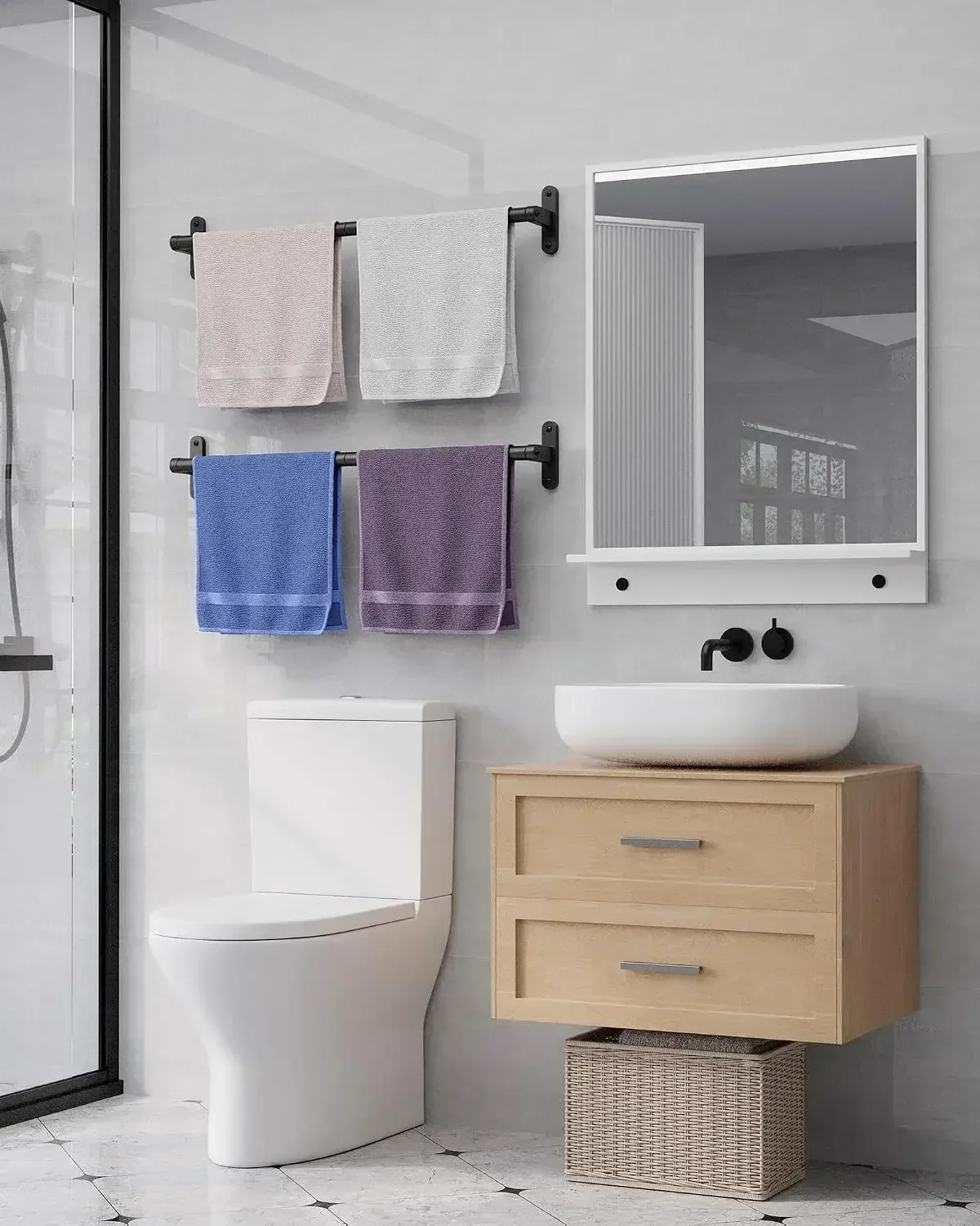 Matzwart handdoekenrek voor de - Home Essentials Bathroom Rack recensie en prijs